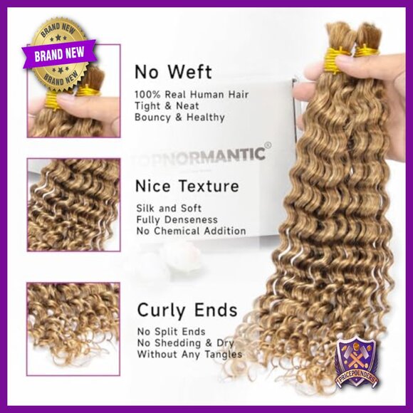16 Inch Human Hair Extensions for Boho Braids, Deep Wave Curly main image 5